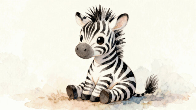 Grassland baby zebra isolated watercolor vector illustration svg