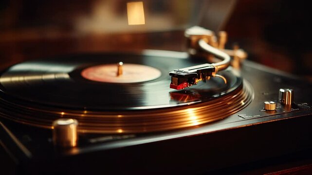 4k seamless video of vynil playing music.