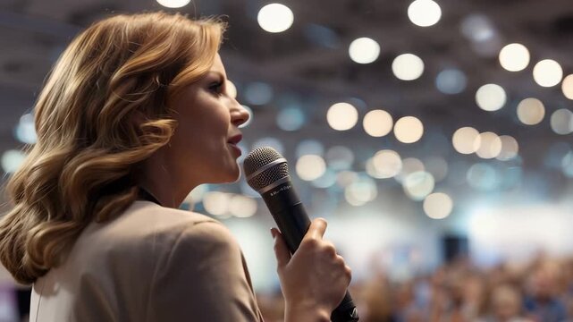 Public speaking at a conference with an audience engaged in a seminar on effective communication techniques