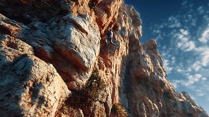 Closeup rocky cliff wall covered with green moss wallpapers