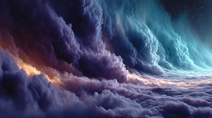 Color powder nebula cloud with atmospheric smoke artistic abstract images
