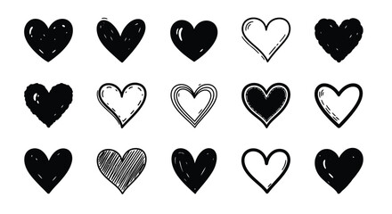 Collection of various black and white heart shapes a striking silhouette