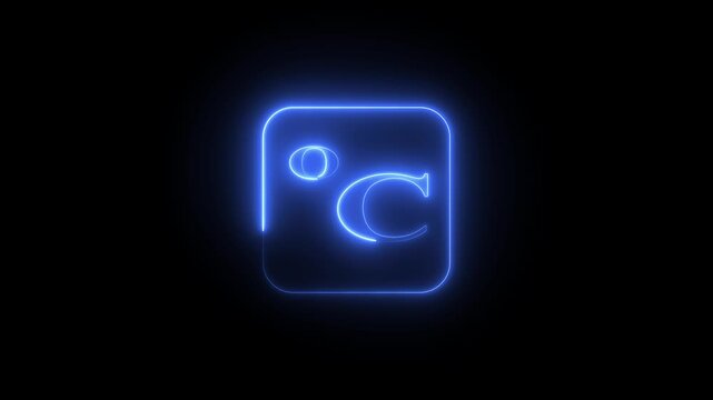 Abstract glowing neon degree celsius icon animation with dark background.Futuristic glowing degree celsius icon with smooth animated.