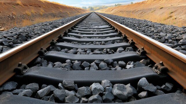 Railway tracks vanishing into the distant horizon