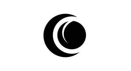 Black and white crescent moon symbol. © syarifah