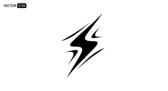 Black lightning bolt abstract graphic symbol.