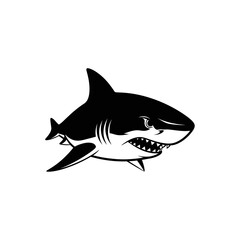 Obraz premium Black shark head profile view.