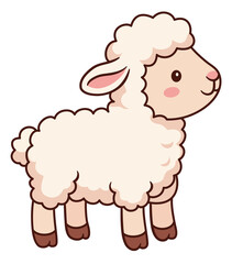 Obraz premium Easter lamb illustration sticker. Cute lamb cartoon character.