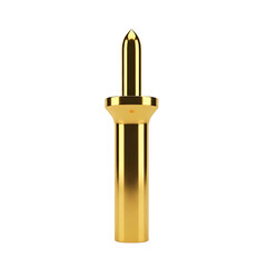 Golden Pin with Sharp Point and Flared Base, Isolated on White