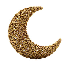 Golden Woven Crescent Moon Decoration - Festive Islamic Holiday Accent