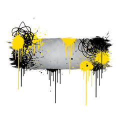 Graffiti Splash Paint Grunge Banner, Urban Art Black and Yellow Design