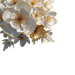 Luxurious gold and white floral arrangement for elegant corner design