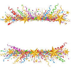 Confetti and Streamer Explosion with Gold Stars Border