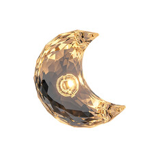 Crystal Crescent Moon with Golden Glow, Isolated, Abstract, Modern