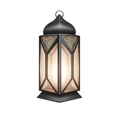 Dark Islamic Lantern with Geometric Cutouts and Warm Light - Ramadan Nights