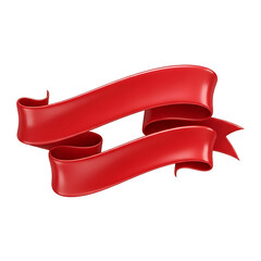 Double Red Ribbon Banner with Elegant Curves