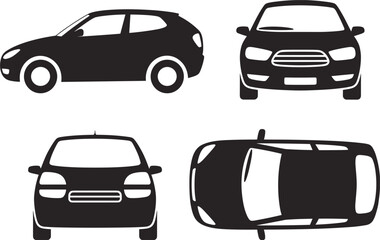 Obraz premium Black Silhouettes of a Car from Multiple Angles automobile vehicle