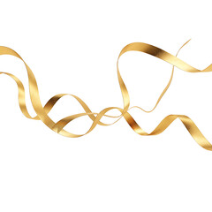 Flowing Gold Ribbons on White Background - Festive and Elegant