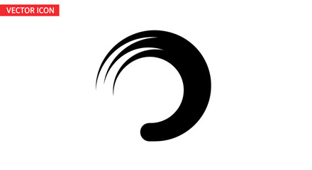 Black curved brush stroke icon symbol.
