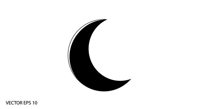Black crescent moon shape symbol icon.