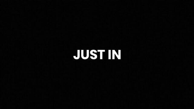 Just In Liquid Glitch Text Animation 4K for New Product Announcements and Retail Launch Campaign