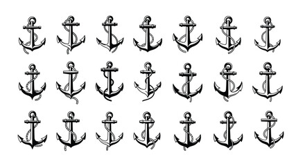 Collection of nautical anchors displayed in a repeating pattern silhouette © MDAUAL