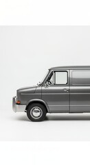Gray delivery van isolated on white background for transportation concepts