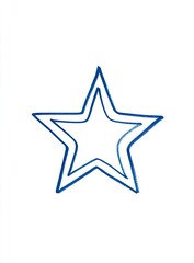 Obraz premium Simple hand-drawn blue star outline within another on a white background