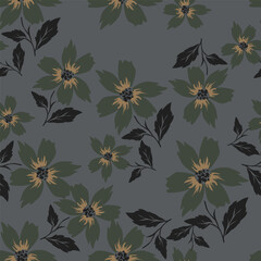 Seamless pattern from bouquet cute floral Traditional ornament yellow floral pattern,Abstract seamless simple floral pattern. Flower pattern. Spring pattern. used for textile, wallpaper, card   © BALEE
