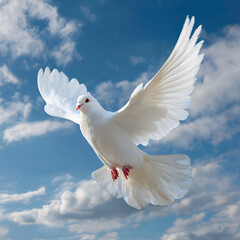 Obraz premium white dove on blue sky