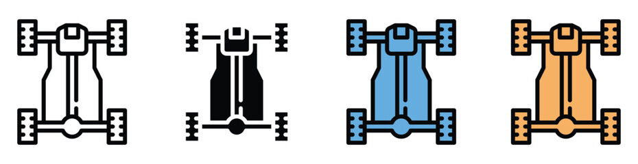 Four distinct gear icons in different colors for versatile design use
