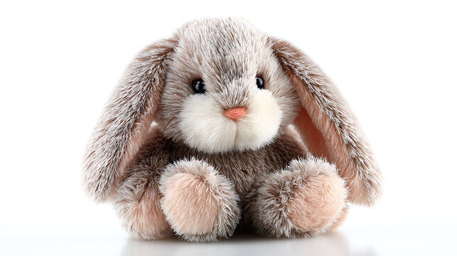 Soft toy rabbit on white background