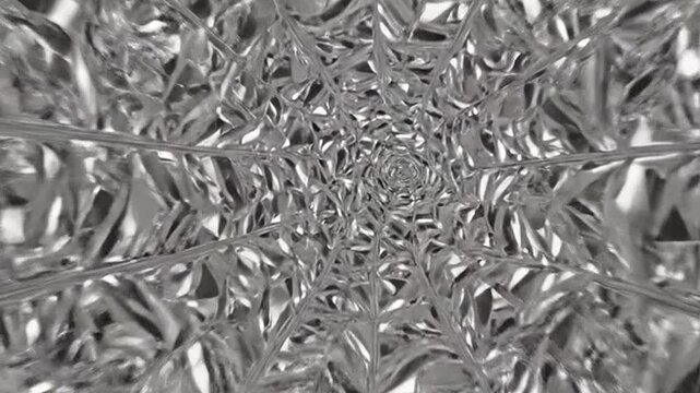 Abstract llic tunnel with reflective geometric shapes creating a futuristic