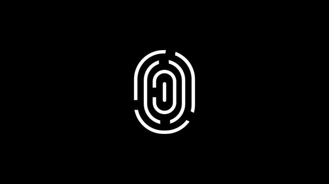 Stylized fingerprint icon featuring a central letter C depicts a unique biometric identifier used for encrypted authentication and identity checks