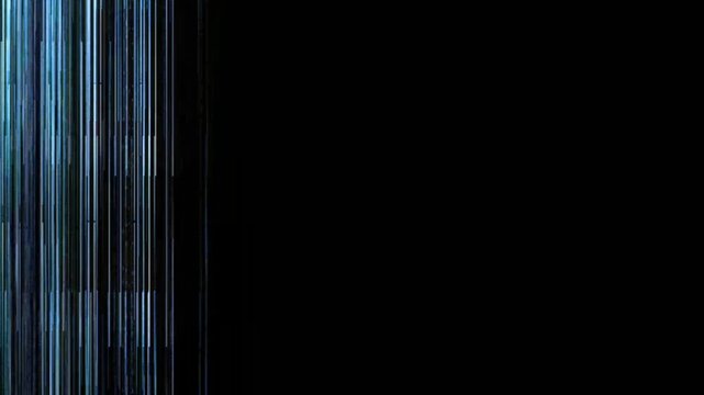 Corrupted Glitch Digital Transition, Digital glitch effect with vertical lines and blue and white hues, simulating a corrupted signal.