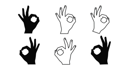 Fototapeta premium Hands displaying the ok gesture in contrasting black and white silhouette