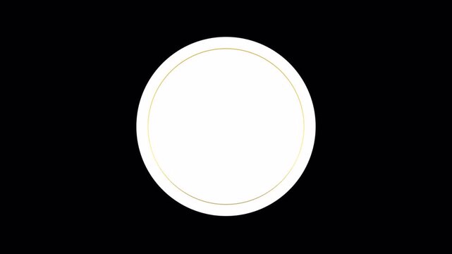 Abstract White Circle on Black Background Minimalist Design Element.