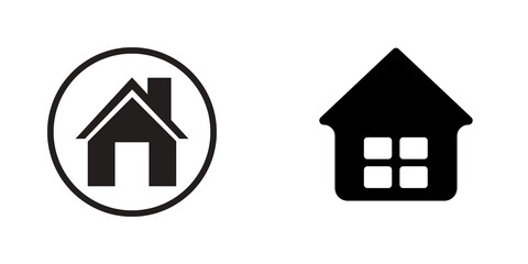 Two different style house icons with a simple design isolated on transparent background