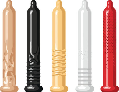 Diverse textured condoms variety pack for sexual health and protection collection vector