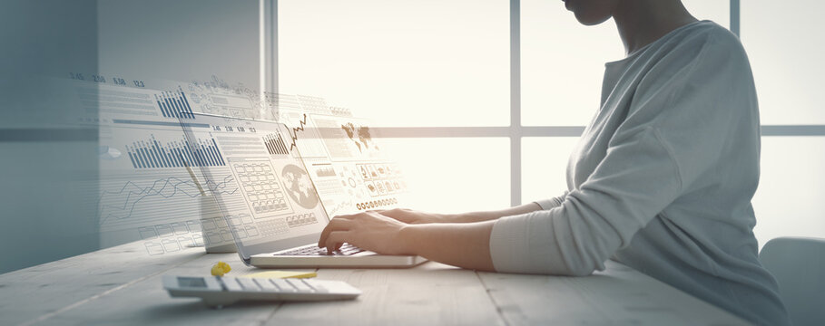 Business Data Analytics Dashboard Interface On Laptop