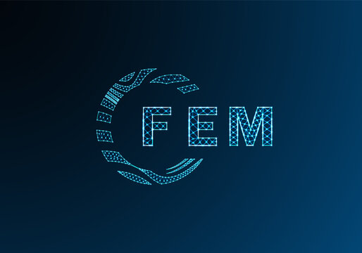 FEM low poly letter logo vector design. FEM lower poly logo design. FEM unique low poly logo design.