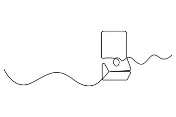 Minimal wall light switch one line drawing home electricity concept  © MdOmar