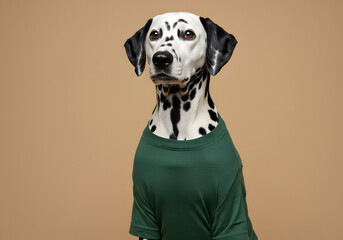 Dalmatian dog in green t shirt
