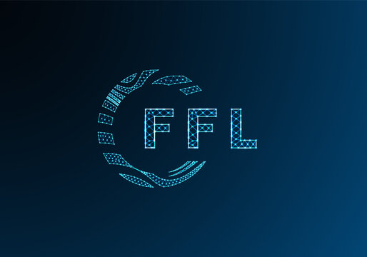 FFL low poly letter logo vector design. FFL lower poly logo design. FFL unique low poly logo design.