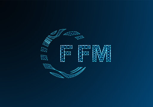 FFM low poly letter logo vector design. FFM lower poly logo design. FFM unique low poly logo design.