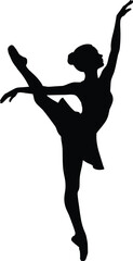 Silhouette of a female ballet dancer performing an arabesque pose on white background ballerina © MstGolenur