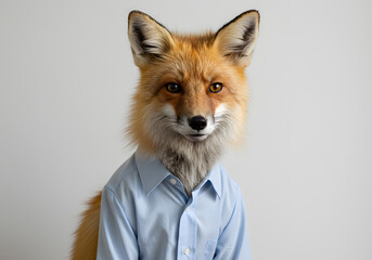 Fox in blue shirt studio shot