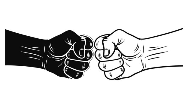A striking illustration depicts two hands colliding in a powerful fist bump