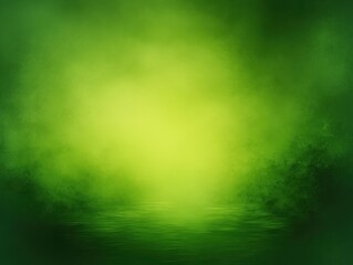 Naklejka premium soft green mist and haze over calm reflective water with glowing center, tranquil and mysterious mood