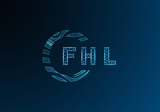 FHL low poly letter logo vector design. FHL lower poly logo design. FHL unique low poly logo design.